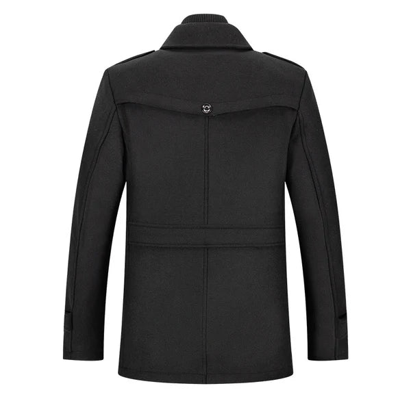 Men's Solid Color Button Front 2-IN-1 Lapel Overcoat