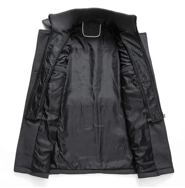 Men's Solid Color Button Front 2-IN-1 Lapel Overcoat