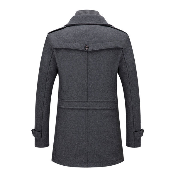 Men's Solid Color Button Front 2-IN-1 Lapel Overcoat