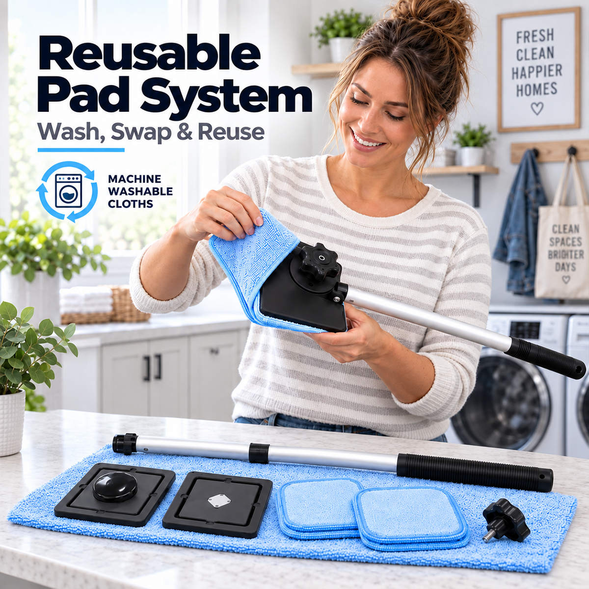 Reusable microfiber cleaning pads