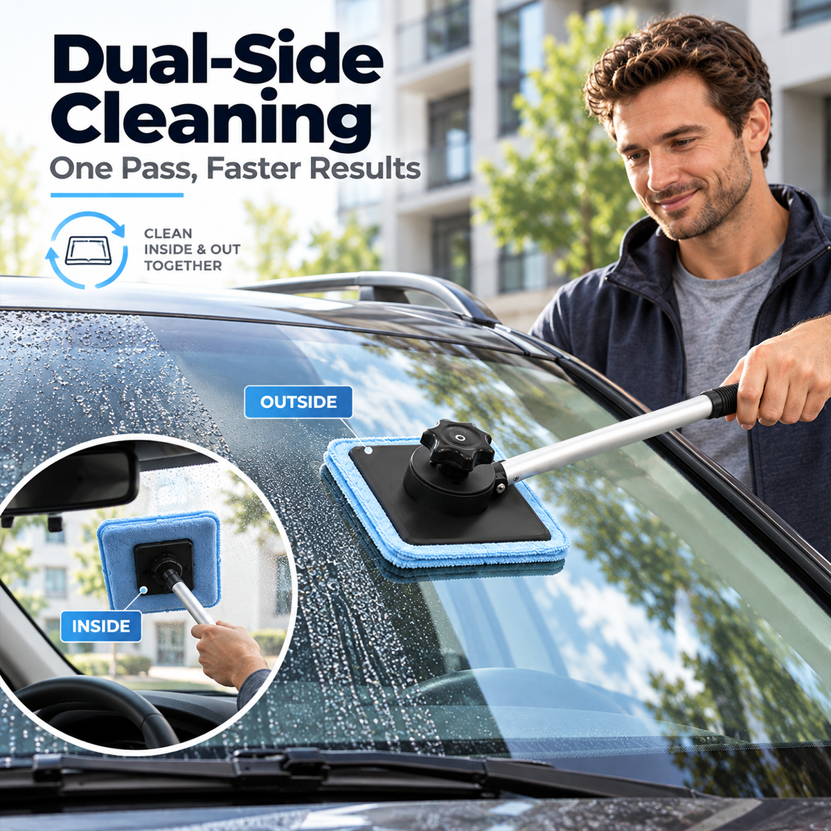 Dual-sided magnetic windshield cleaning kit