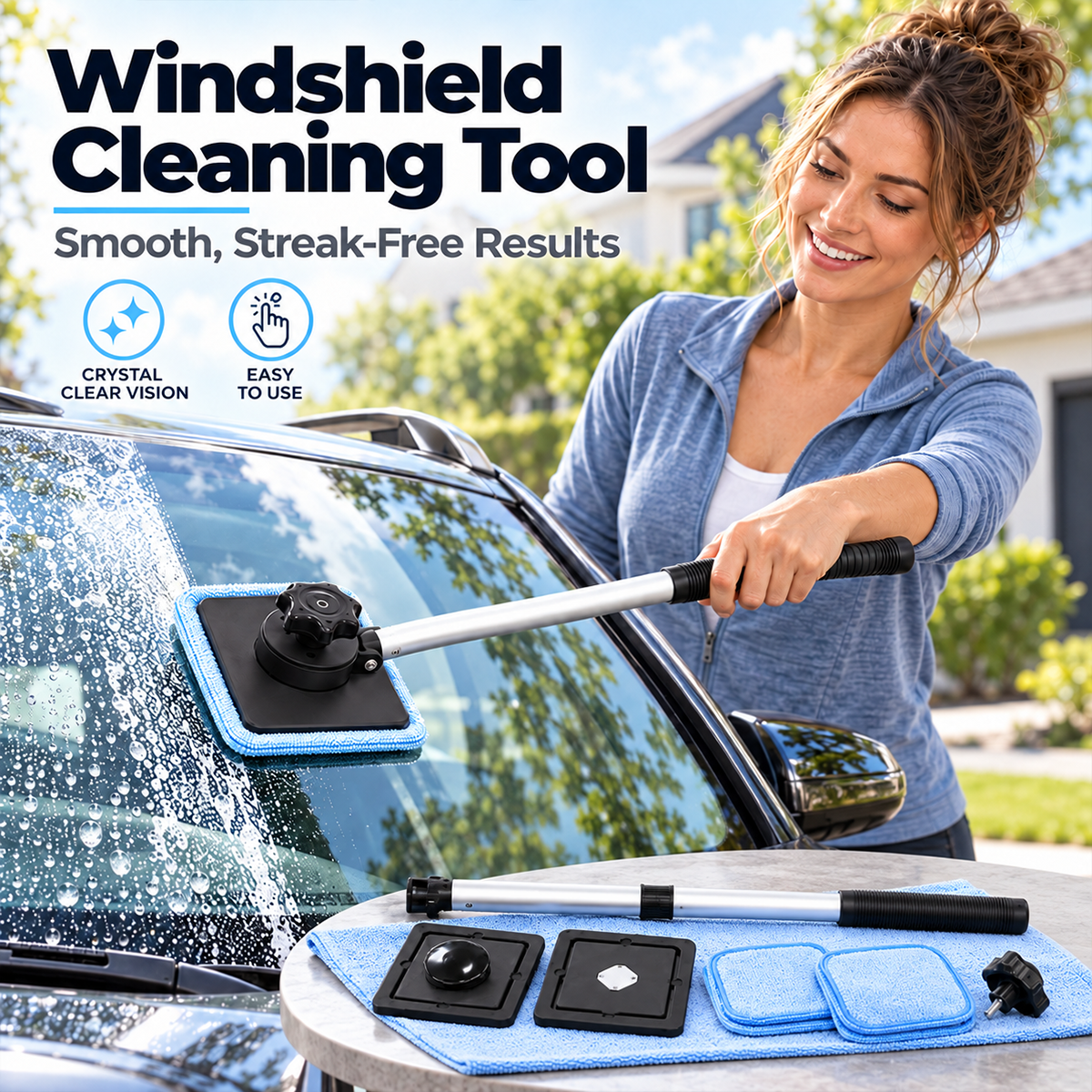 Windshield cleaner kit and accessories