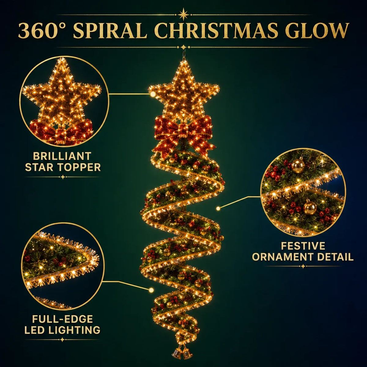 Christmas Tree Spiral Light illuminated details