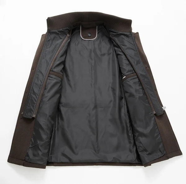 Men's Solid Color Button Front 2-IN-1 Lapel Overcoat