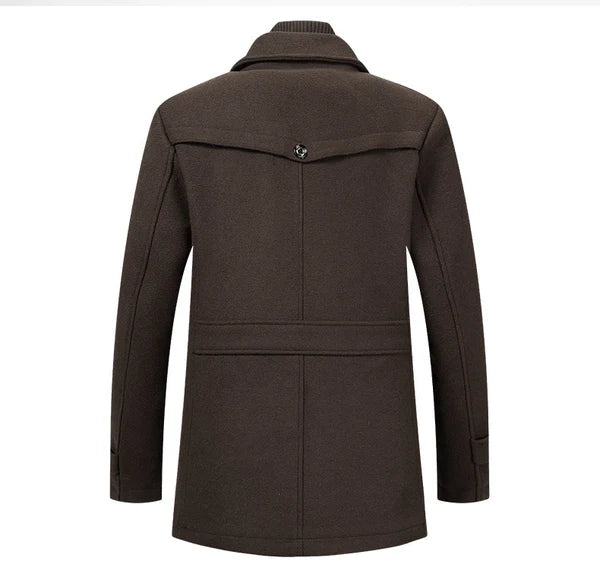 Men's Solid Color Button Front 2-IN-1 Lapel Overcoat
