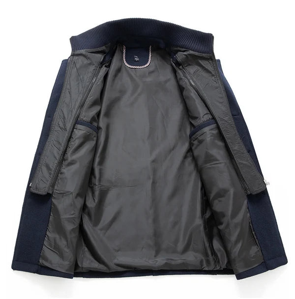 Men's Solid Color Button Front 2-IN-1 Lapel Overcoat