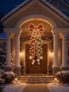 Animated Bow and Double Bells Spiral Christmas LED Light