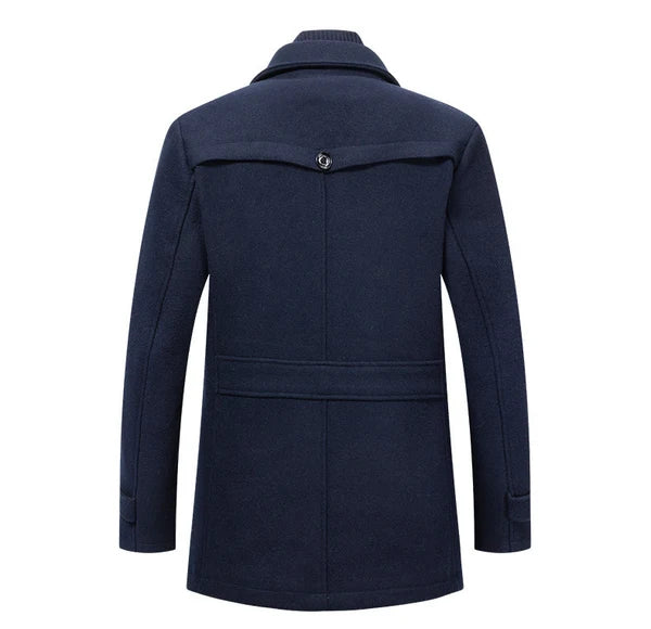 Men's Solid Color Button Front 2-IN-1 Lapel Overcoat