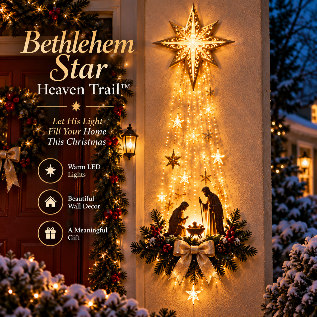 Bethlehem Star lighted nativity wall decor