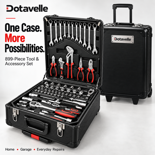Black 899-piece complete tool set with rolling storage case