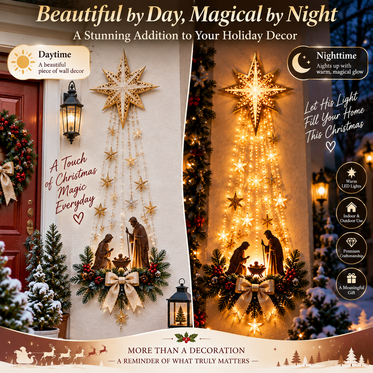 Bethlehem Star lighted nativity wall decor - image 3