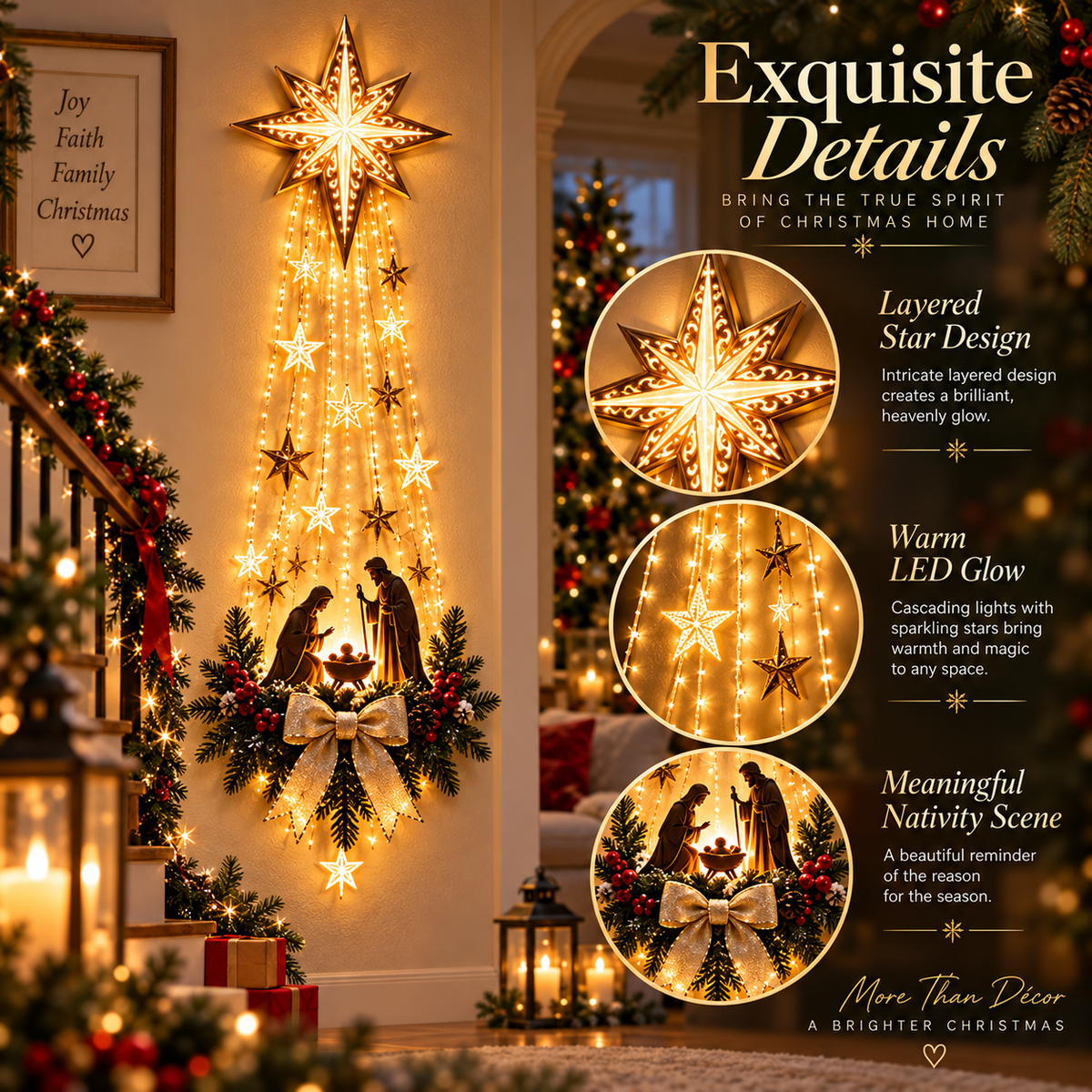 Bethlehem Star lighted nativity wall decor - image 2