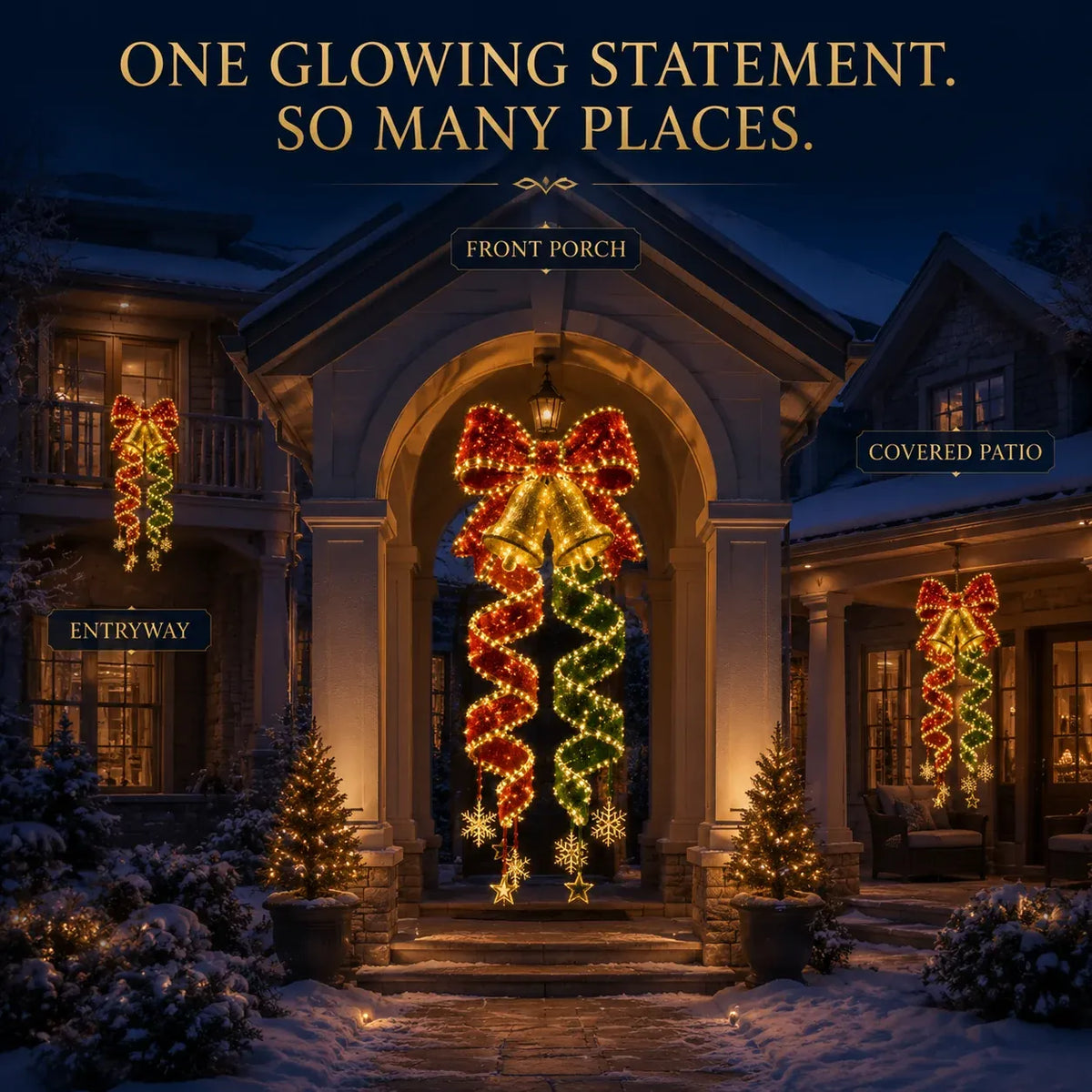 Bow and Double Bells Spiral Christmas Light