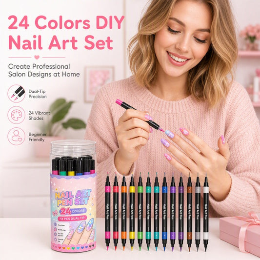 24-color dual-ended nail art pen set